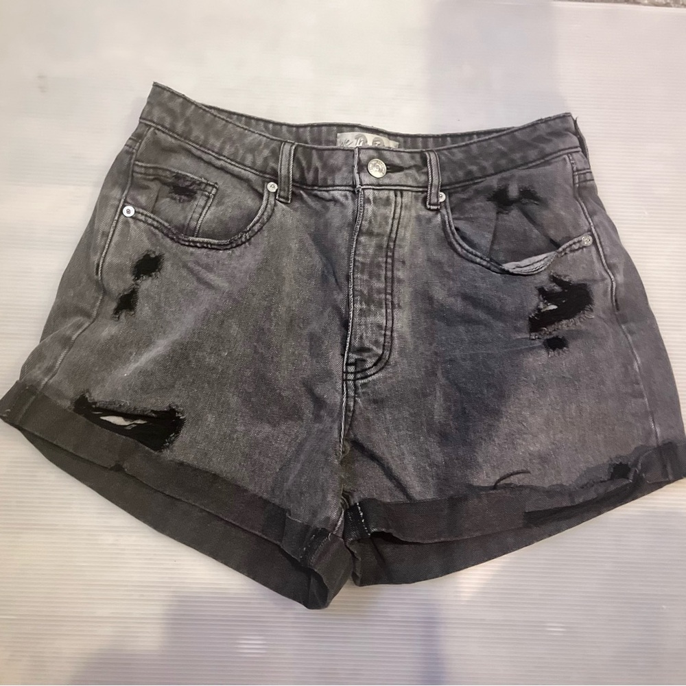 We The Free Black Distressed Jean Shorts